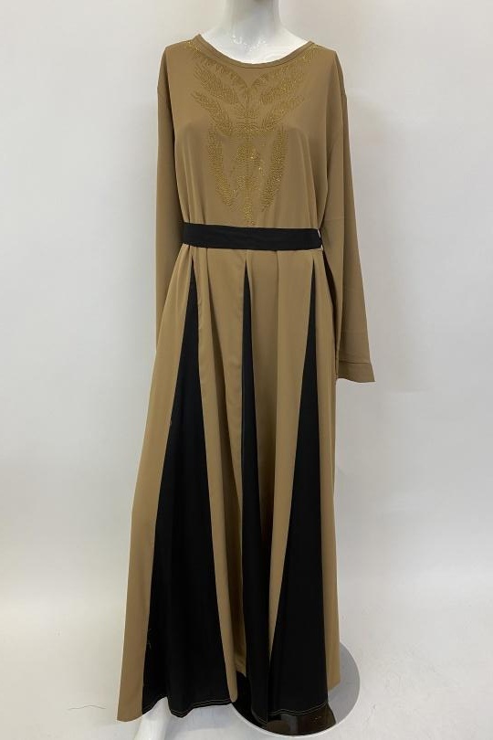 Abaya Femme Taupe ANGELOOK MC-R20113 Efashion Paris