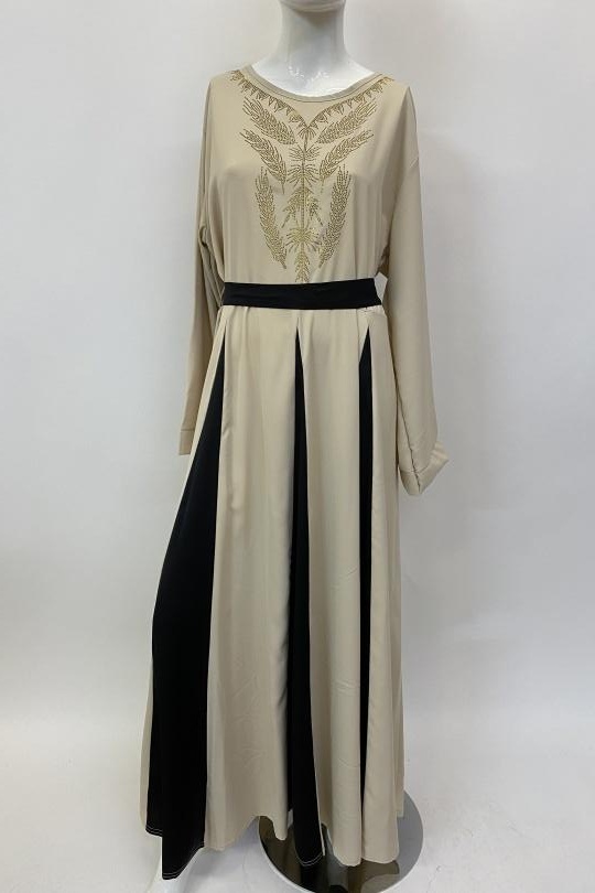 Abaya Femme Taupe ANGELOOK MC-R20113 Efashion Paris