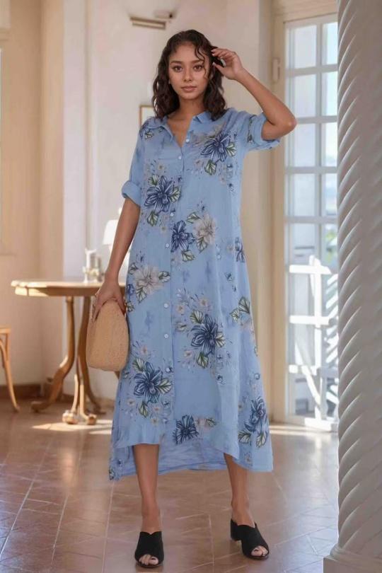Robes longues Femme Bleu ANGELOOK LEL-R6560L Efashion Paris
