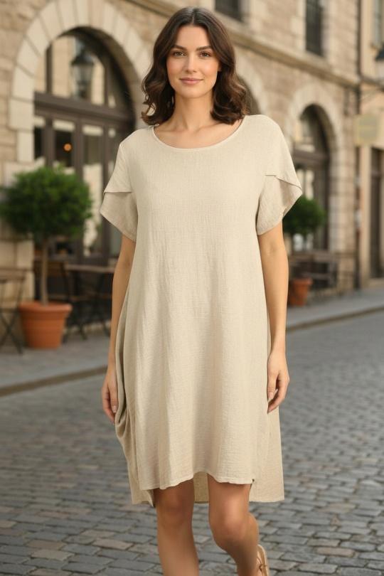 Robes mi-longues Femme Beige ANGELOOK LEL-R10337 Efashion Paris