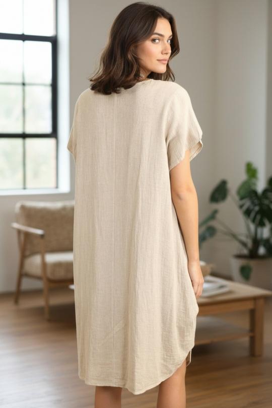 Robes mi-longues Femme Beige ANGELOOK LEL-R10337 Efashion Paris