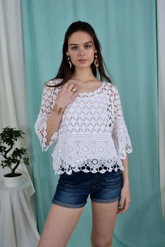 Tops Femme Blanc ANGELOOK SLV-T360 Efashion Paris