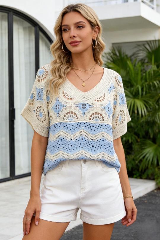 Top Donna Sky blue ANGELOOK SLV-T8919 Efashion Paris