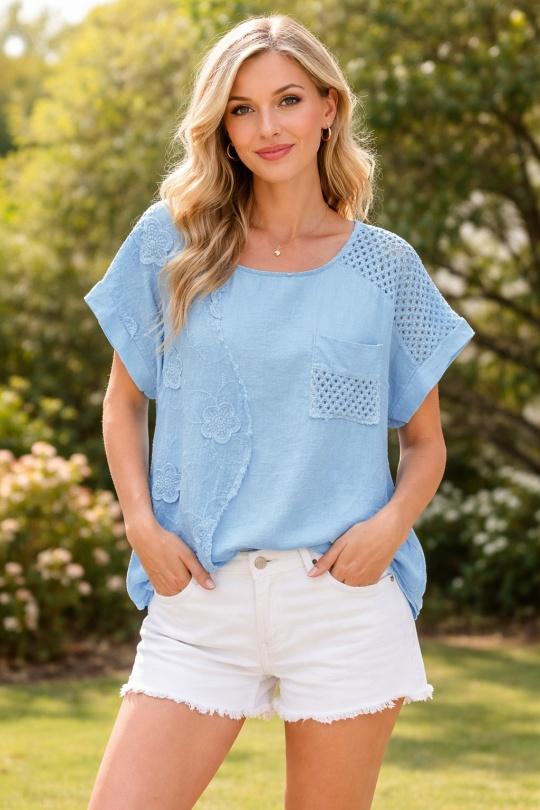 Top Donna Sky blue ANGELOOK SLV-T26067 Efashion Paris