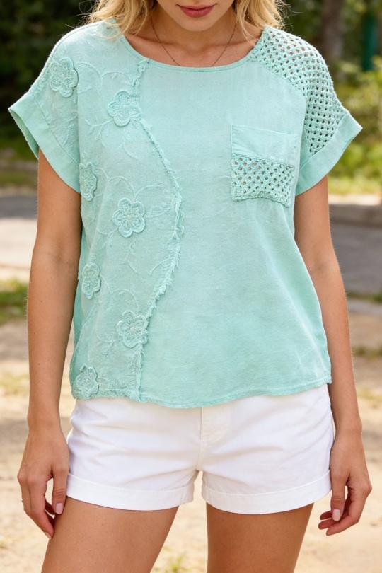 Top Donna Sky blue ANGELOOK SLV-T26067 Efashion Paris