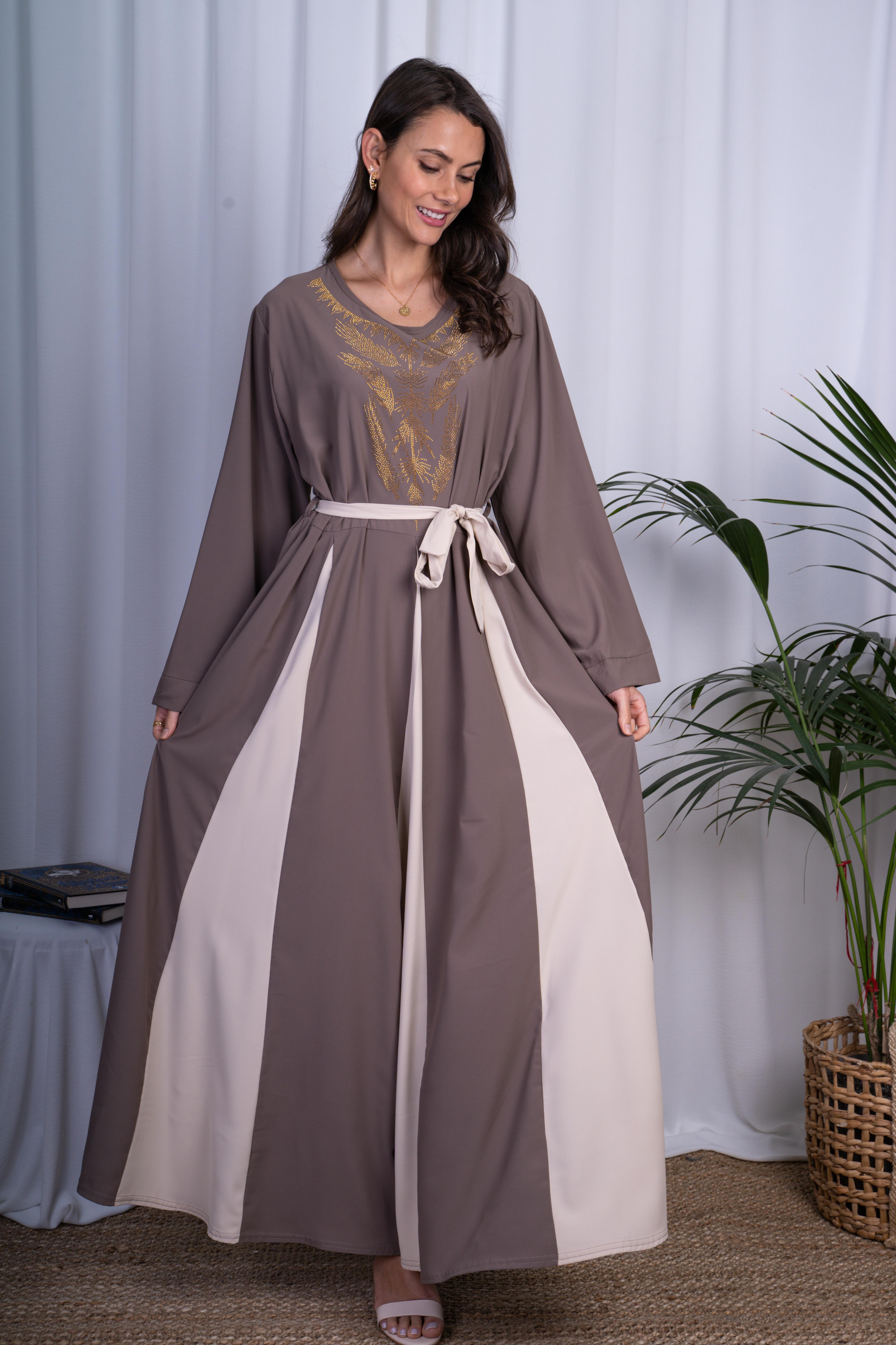 Abaya Femme Taupe ANGELOOK MC-R20113 #c Efashion Paris