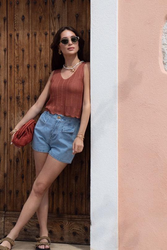 Débardeurs Femme Brique Luc-ce TP2421 Efashion Paris