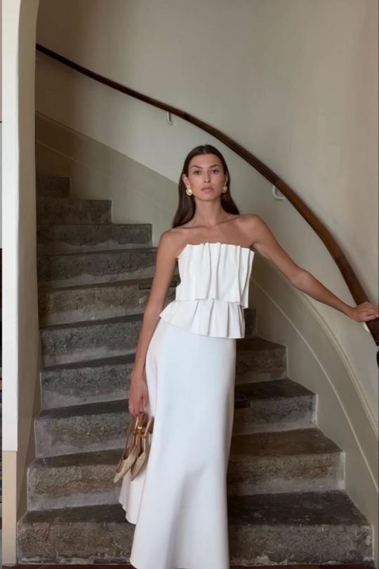 Robes longues Femme Blanc Luc-ce RO1848 Efashion Paris