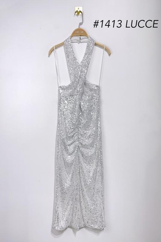 Robes mi-longues Femme Noir Luc-ce RO1413 Efashion Paris