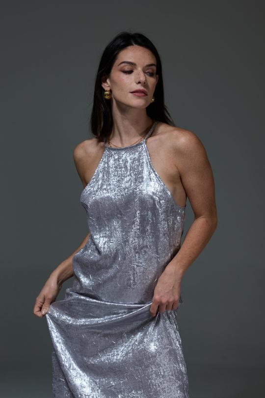 Robes longues Femme Argent Luc-ce RO1587 Efashion Paris