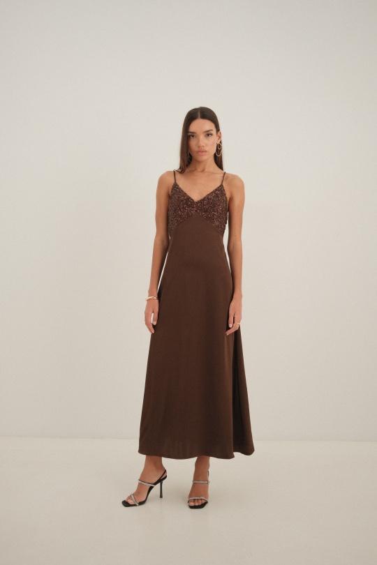 Maxi dresses Women Chocolate Luc-ce RO1341 Efashion Paris