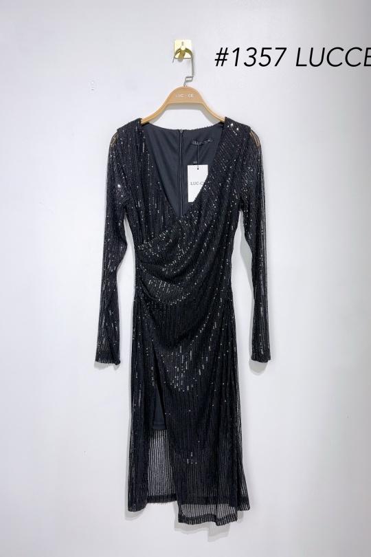 Robes mi-longues Femme Noir Luc-ce RO1357 Efashion Paris