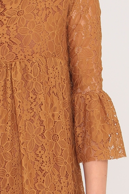 Robes courtes Femme Moutarde ROY LYS 3584 Efashion Paris