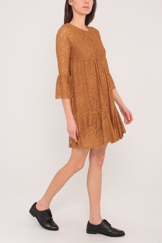 Robes courtes Femme Moutarde ROY LYS 3584 Efashion Paris