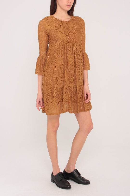 Robes courtes Femme Moutarde ROY LYS 3584 Efashion Paris