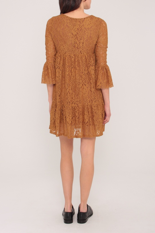 Robes courtes Femme Moutarde ROY LYS 3584 Efashion Paris