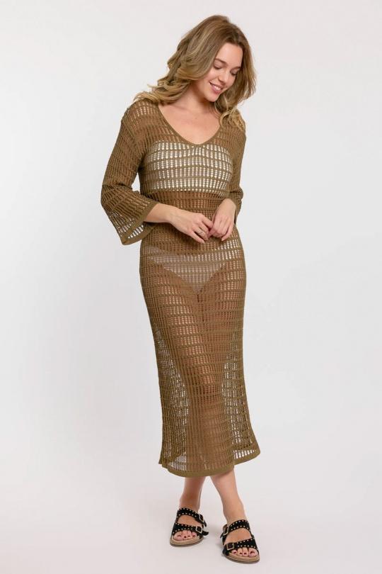 Maxi dresses Women Khaki SWEEWE 75338 Efashion Paris